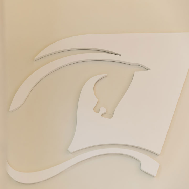 logo de la Banque Palatine beige en plâtre