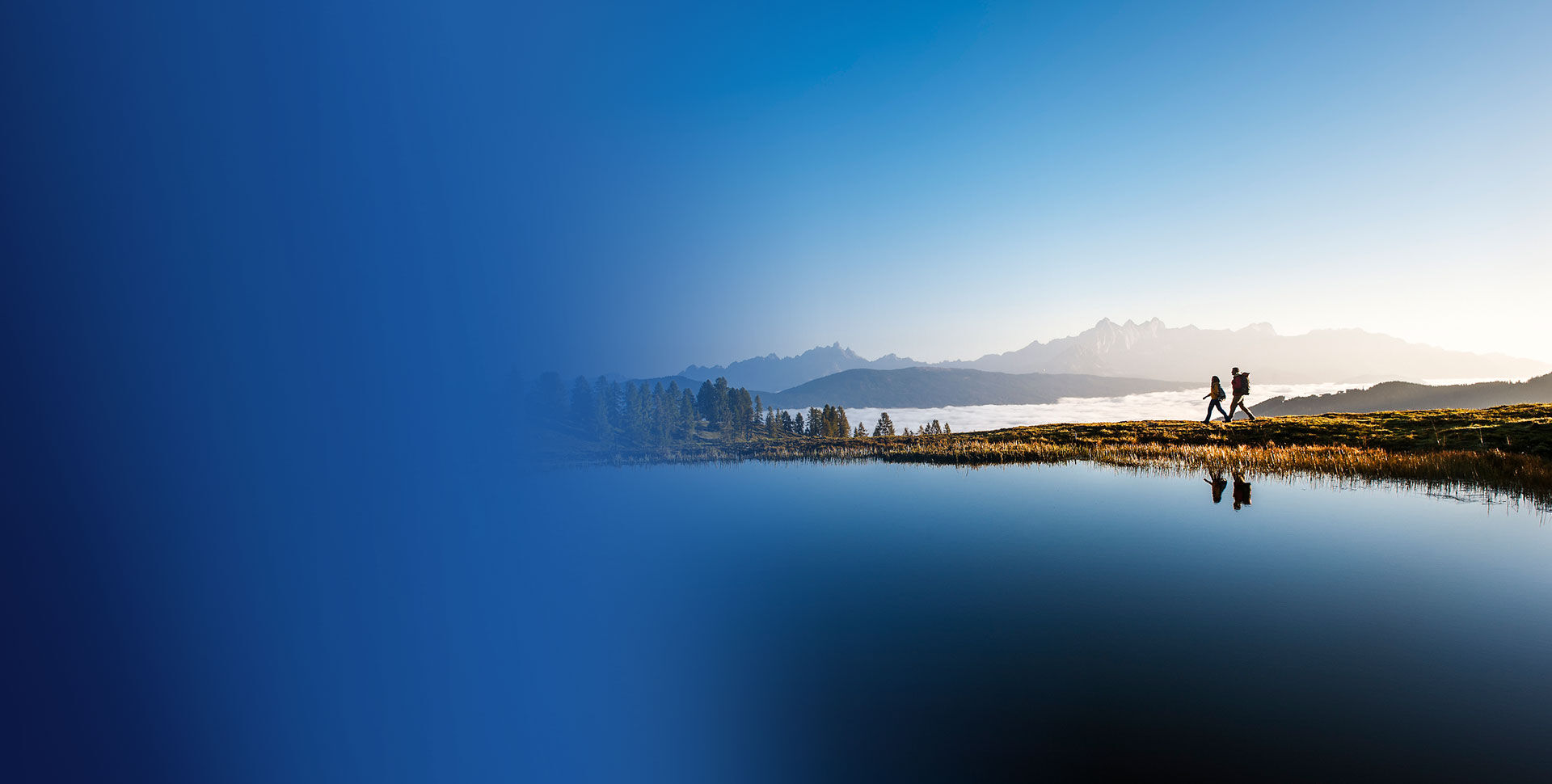femme homme randonn&eacute;e lac montagne