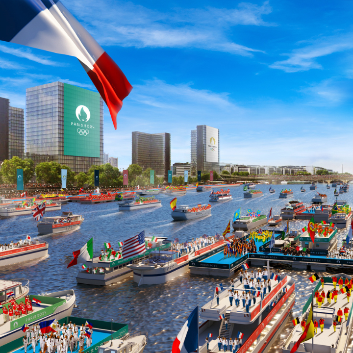 cérémonie, JO 2024, Seine, Paris 2024, bateaux, drapeaux,
